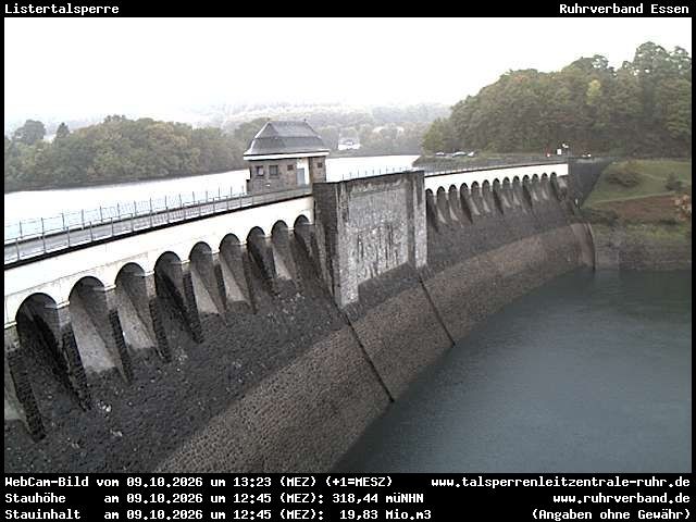 Archiv Foto Webcam Listersee: Listertalsperre Staumauer