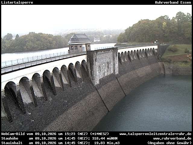 Archiv Foto Webcam Listersee: Listertalsperre Staumauer