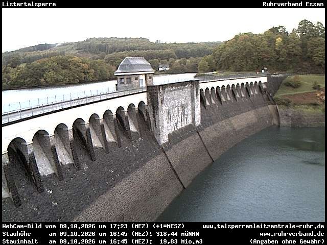 Archiv Foto Webcam Listersee: Listertalsperre Staumauer