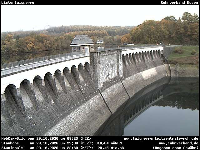 Archiv Foto Webcam Listersee: Listertalsperre Staumauer
