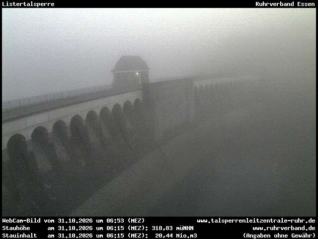 Archiv Foto Webcam Listersee: Listertalsperre Staumauer