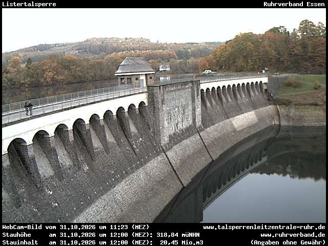 Archiv Foto Webcam Listersee: Listertalsperre Staumauer