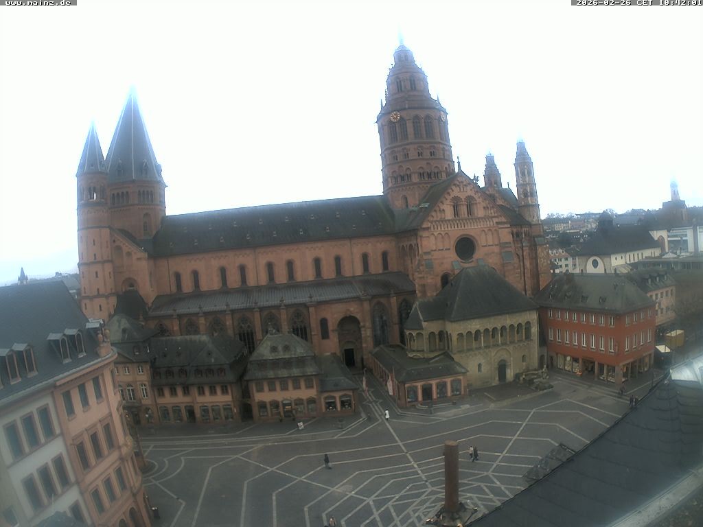 Archived image Webcam Mainz - Market and Cathedral
