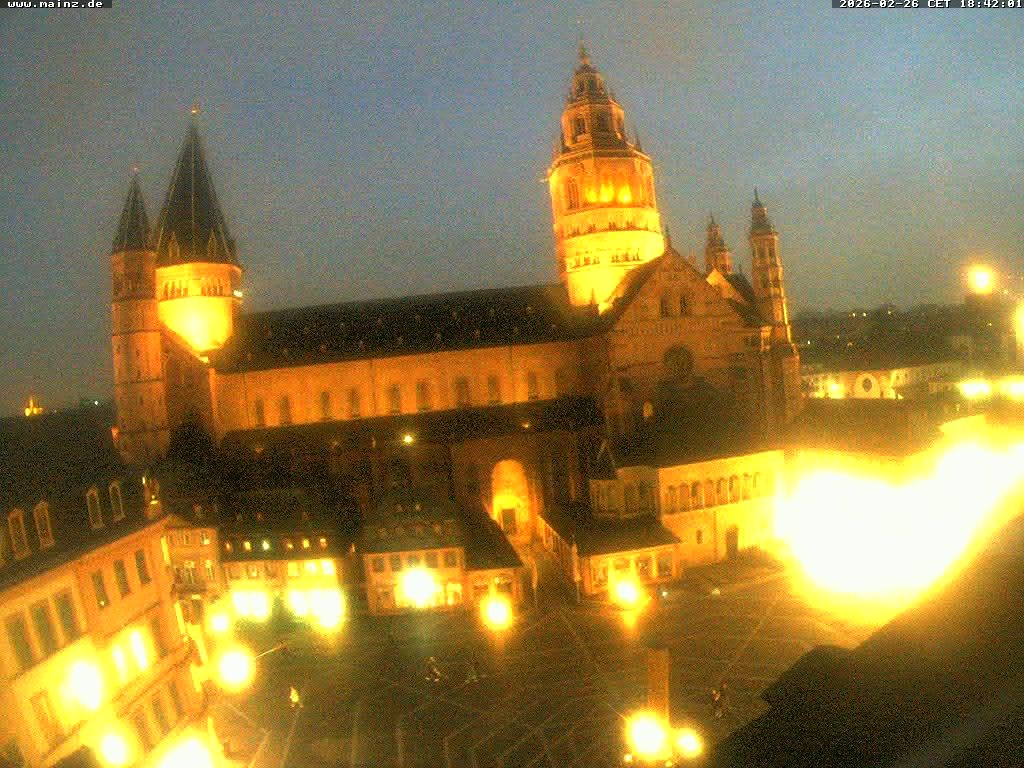 Archived image Webcam Mainz - Market and Cathedral