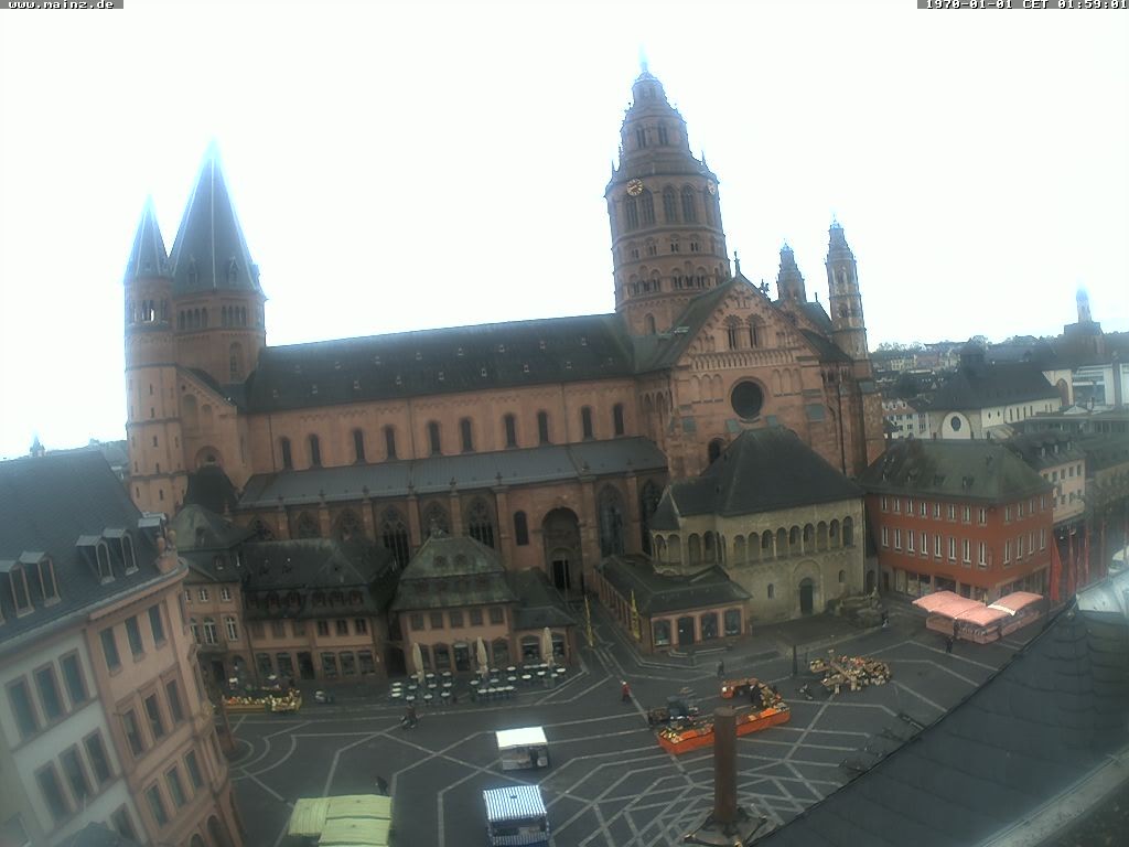 Archived image Webcam Mainz - Market and Cathedral
