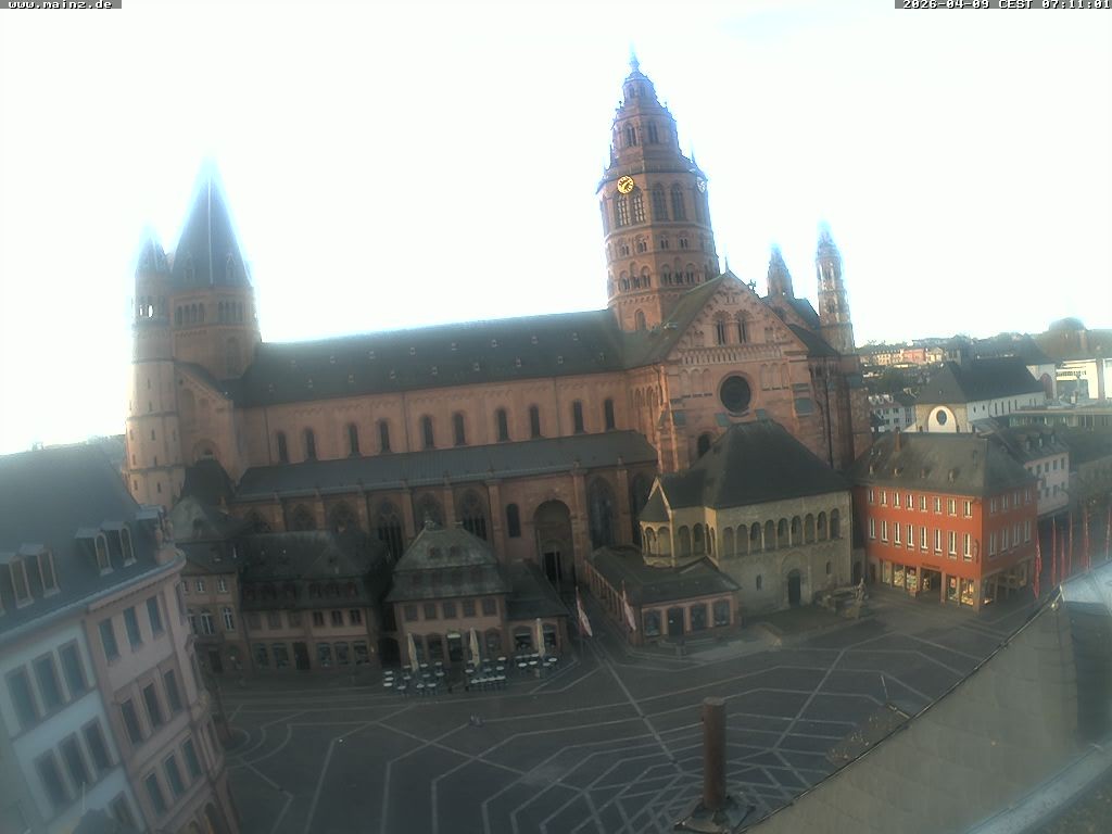 Archived image Webcam Mainz - Market and Cathedral