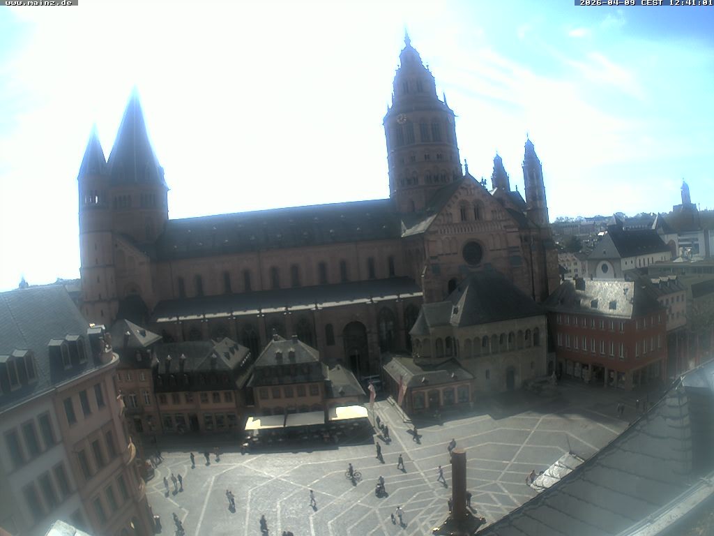 Archived image Webcam Mainz - Market and Cathedral