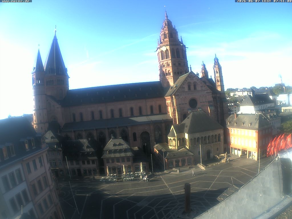 Archived image Webcam Mainz - Market and Cathedral