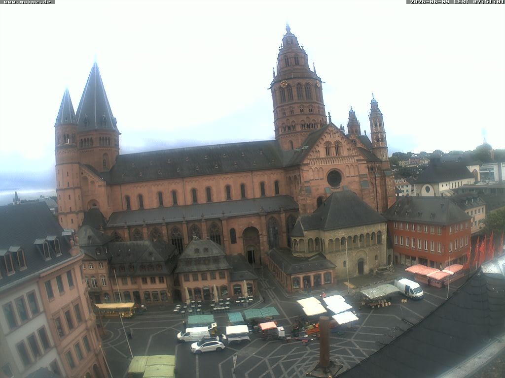 Archived image Webcam Mainz - Market and Cathedral