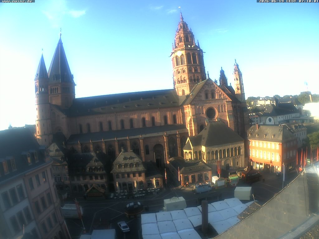 Archived image Webcam Mainz - Market and Cathedral