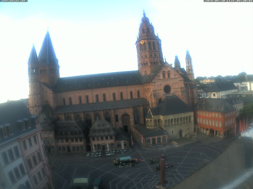 Archived image Webcam Mainz - Market and Cathedral