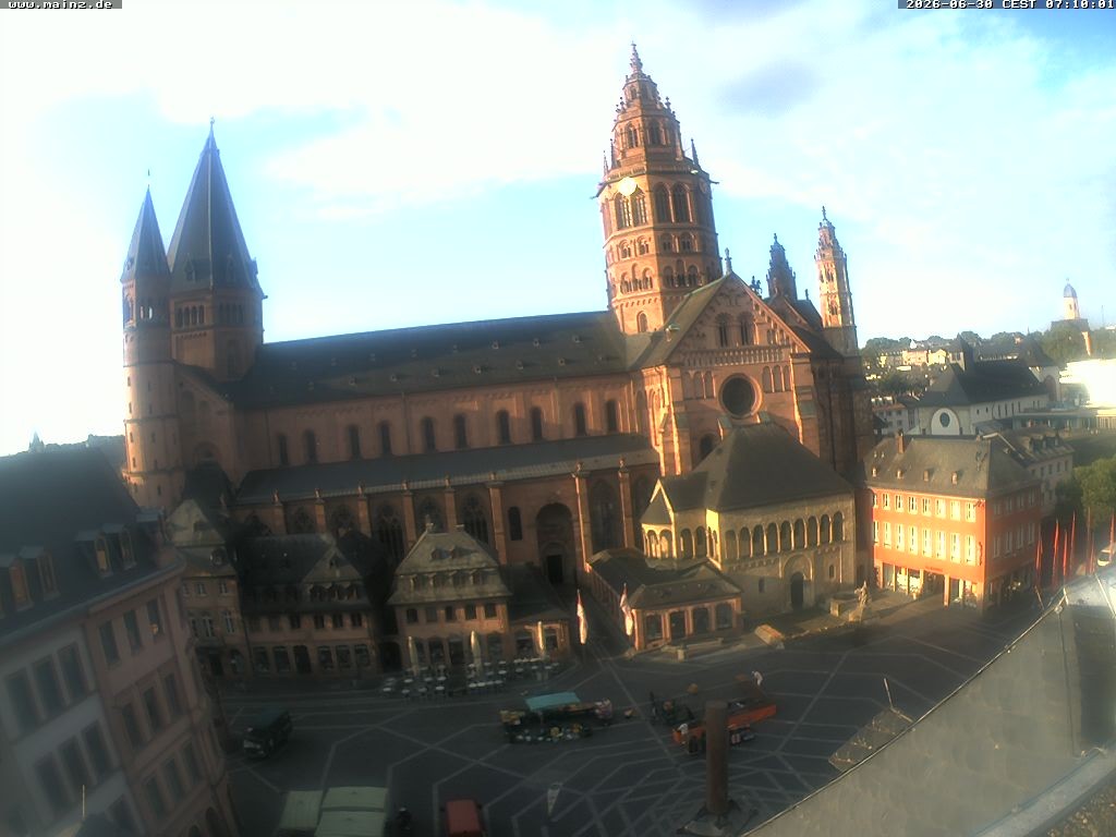 Archived image Webcam Mainz - Market and Cathedral