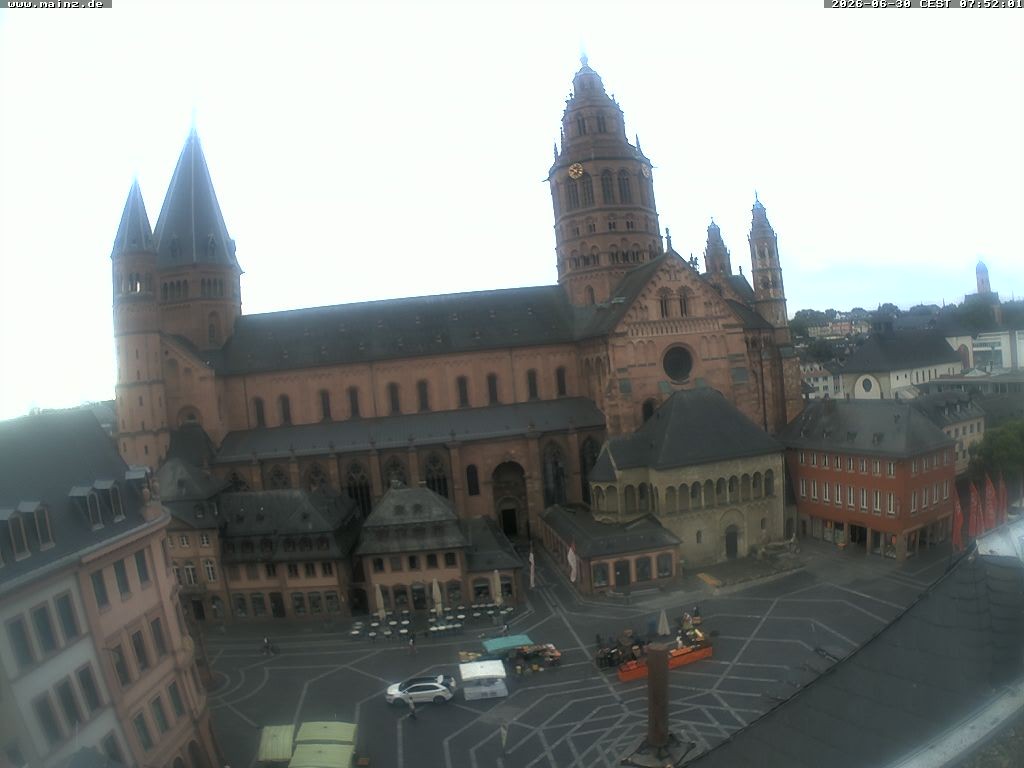 Archived image Webcam Mainz - Market and Cathedral