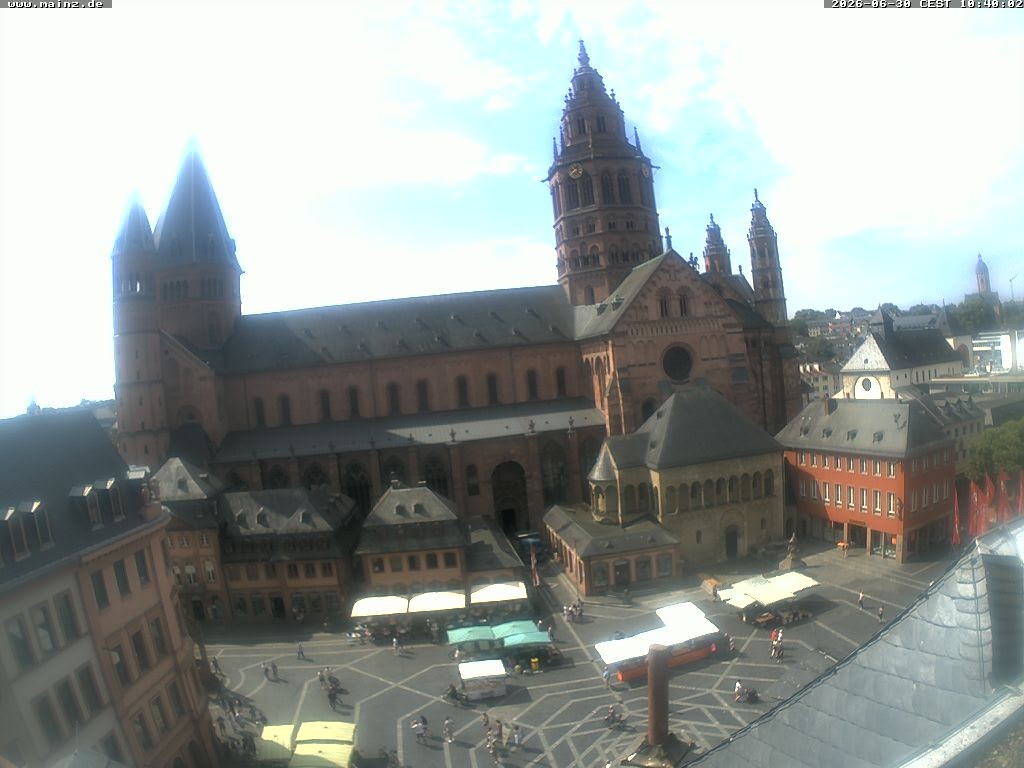 Archived image Webcam Mainz - Market and Cathedral
