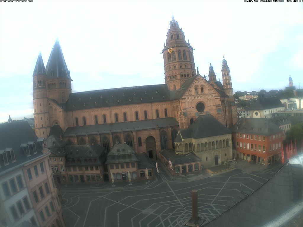 Archived image Webcam Mainz - Market and Cathedral