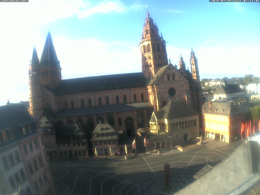 Archived image Webcam Mainz - Market and Cathedral