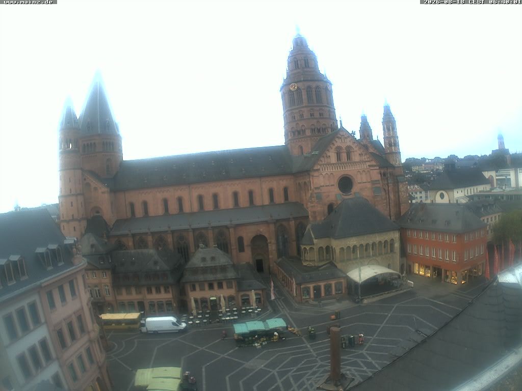 Archived image Webcam Mainz - Market and Cathedral