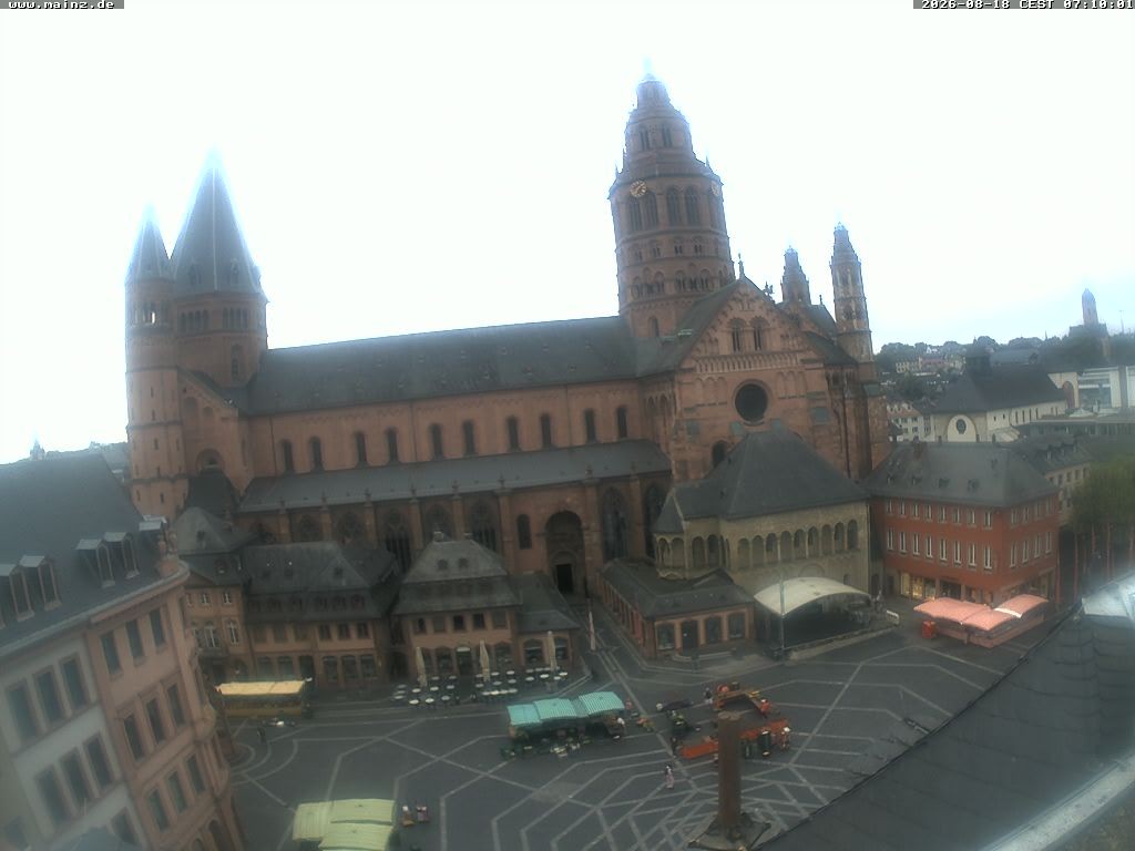 Archived image Webcam Mainz - Market and Cathedral