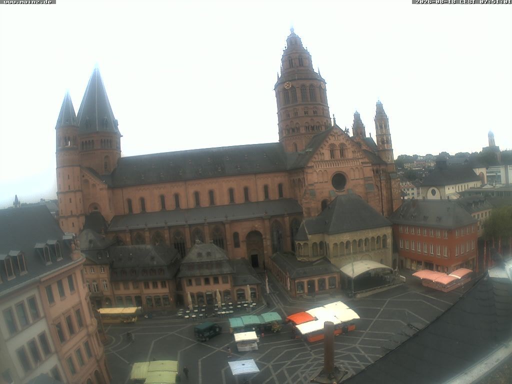 Archived image Webcam Mainz - Market and Cathedral
