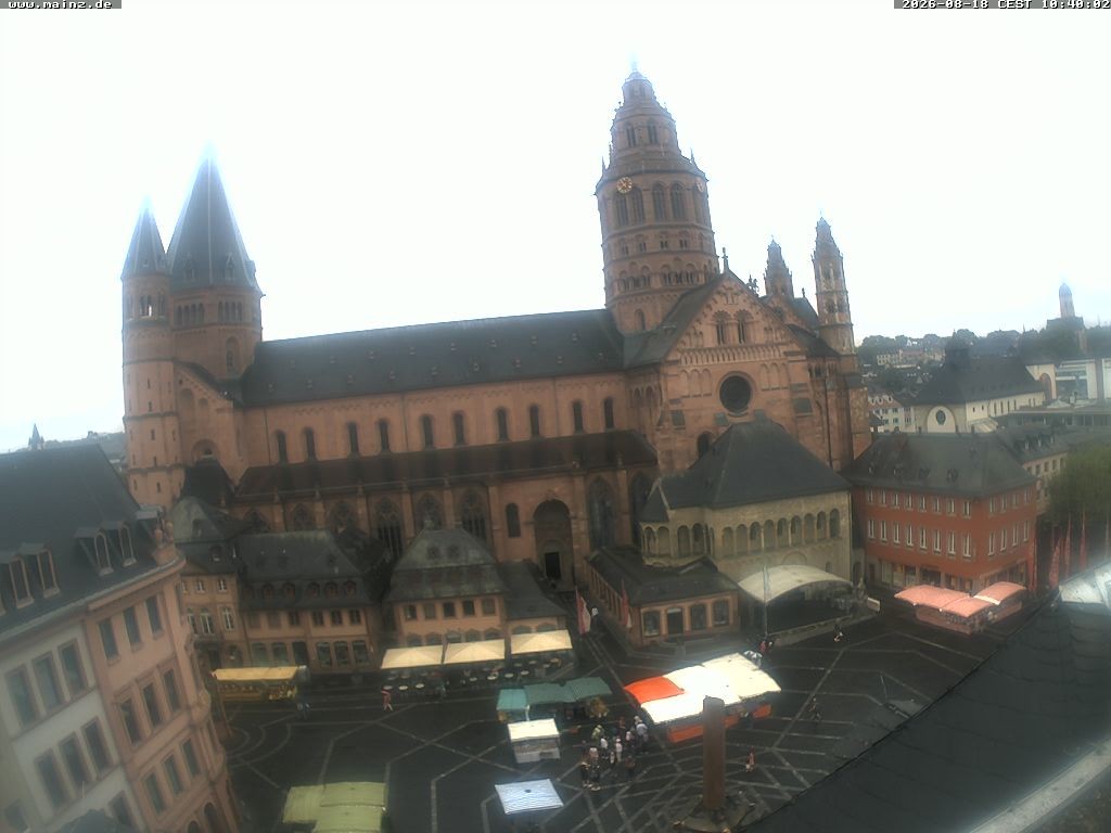 Archived image Webcam Mainz - Market and Cathedral
