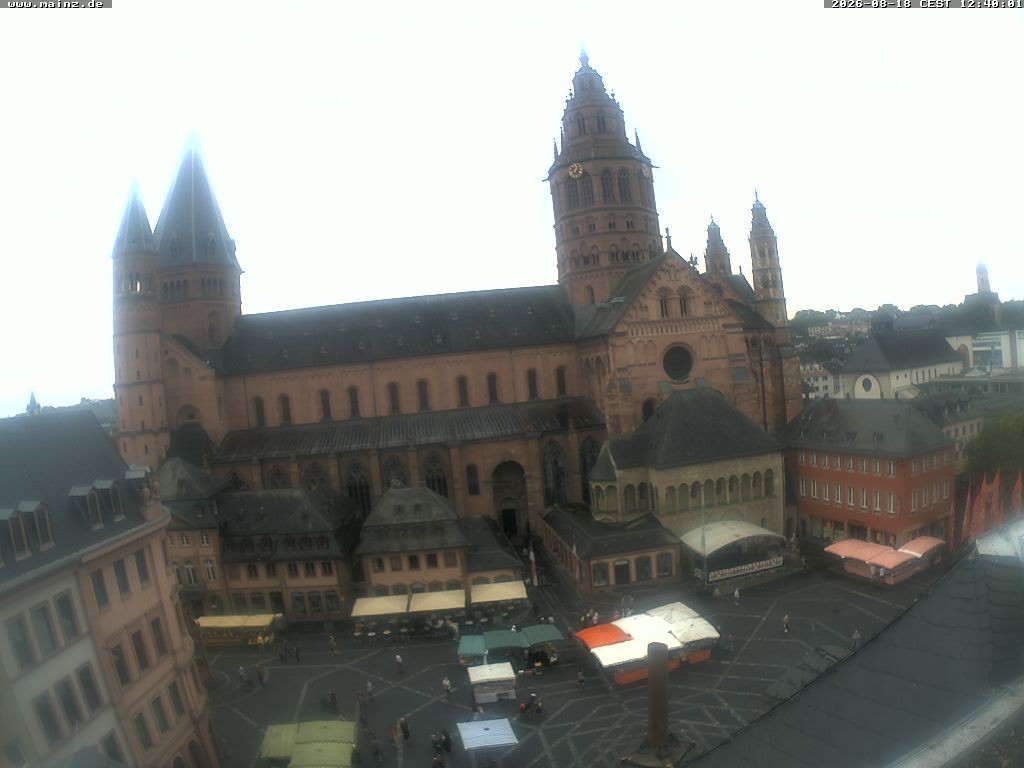 Archived image Webcam Mainz - Market and Cathedral