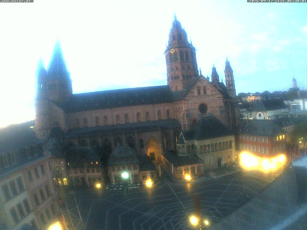 Archived image Webcam Mainz - Market and Cathedral