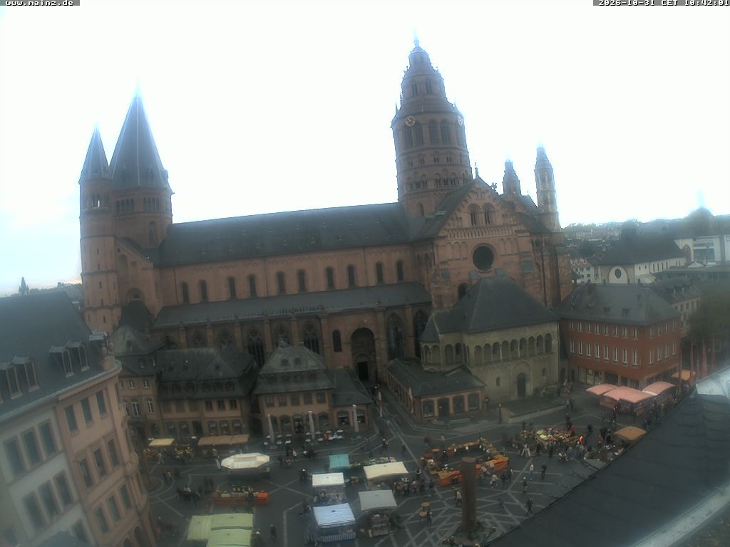 Archiv Foto Webcam Mainz - Marktplatz und Dom