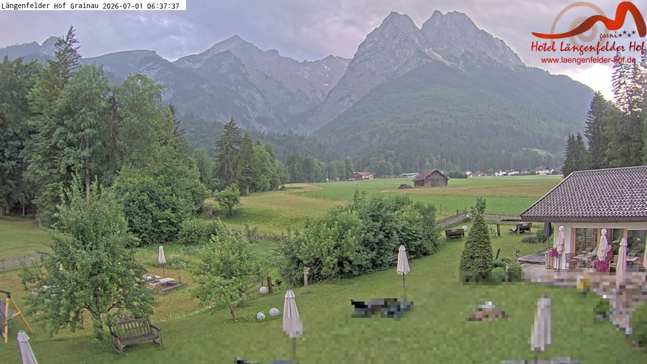 Archived image Grainau - Webcam Hotel Längenfelder Hof