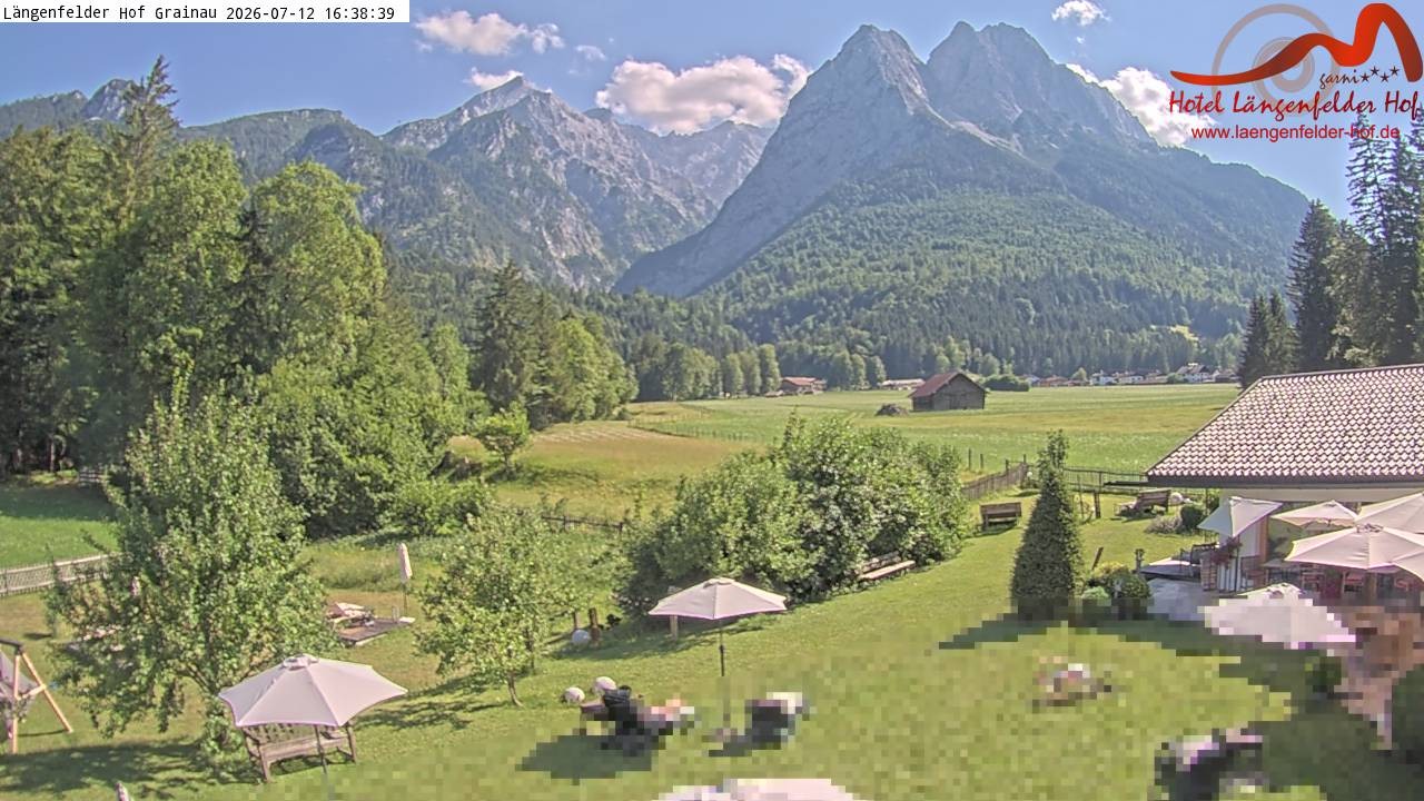 Archived image Grainau - Webcam Hotel Längenfelder Hof