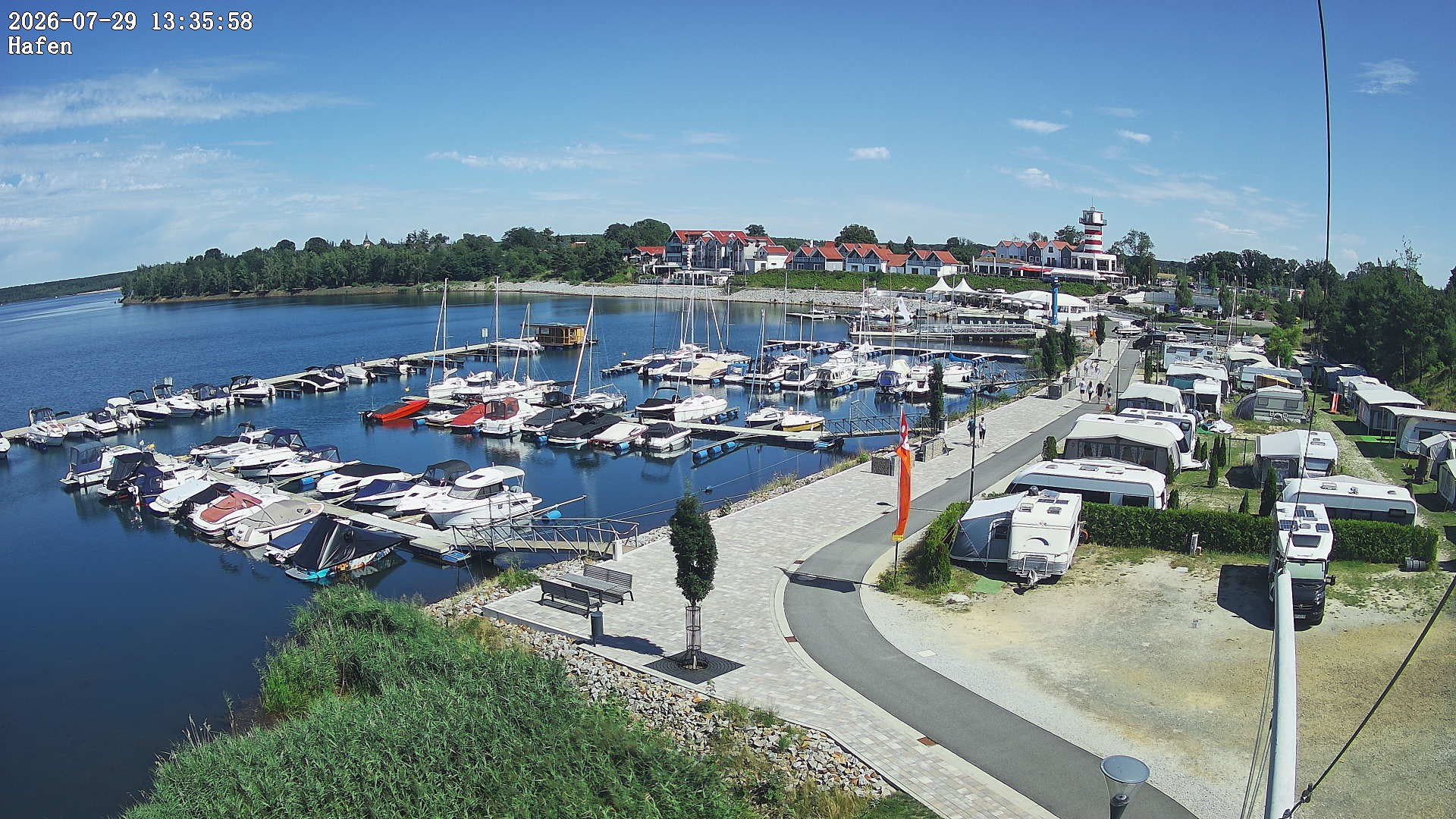 Archiv Foto Webcam Geierswalder See: Hafen