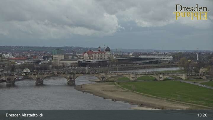 Archiv Foto Webcam Dresden Terrassenufer - Blick auf die Altstadt