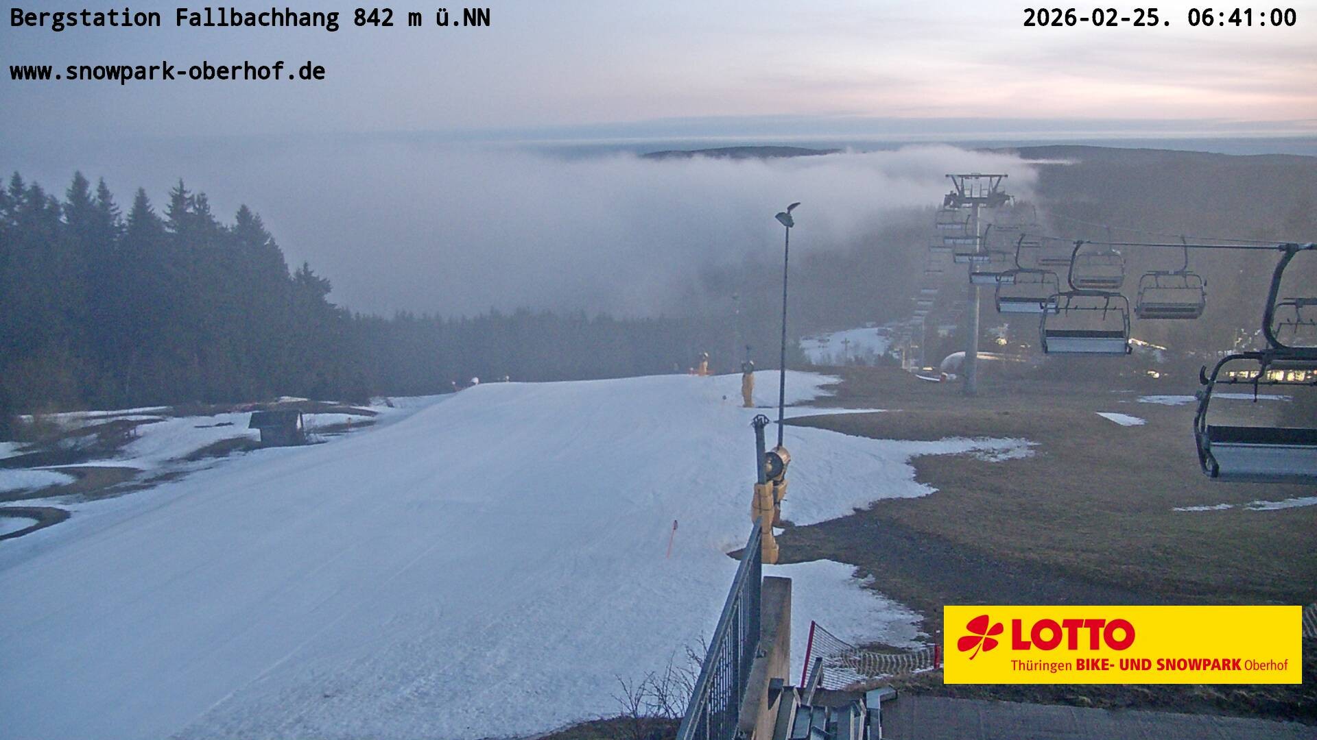 Archived image Webcam Oberhof: Chair Lift Fallbachhang