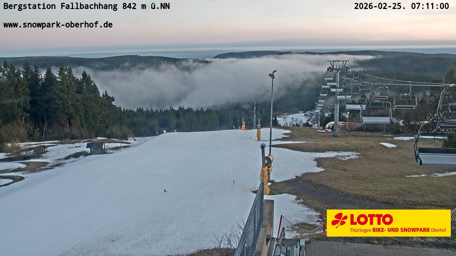 Archived image Webcam Oberhof: Chair Lift Fallbachhang