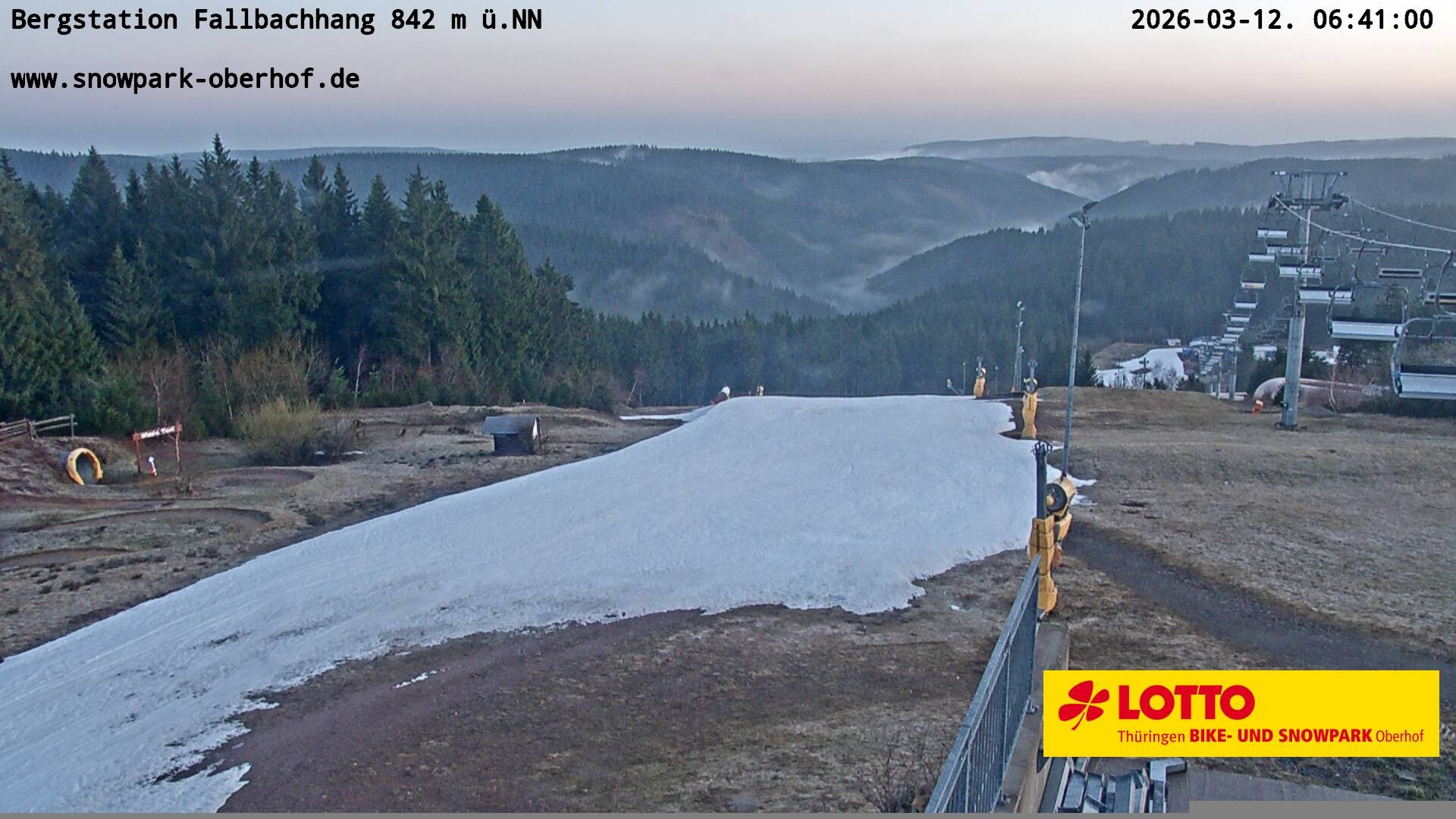 Archiv Foto Webcam Oberhof: Sessellift Fallbachhang Bergstation