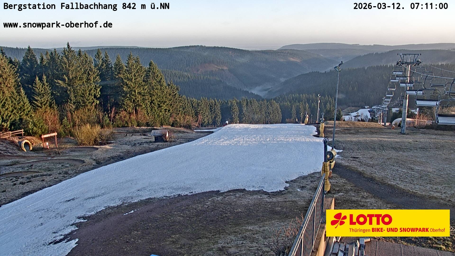 Archiv Foto Webcam Oberhof: Sessellift Fallbachhang Bergstation