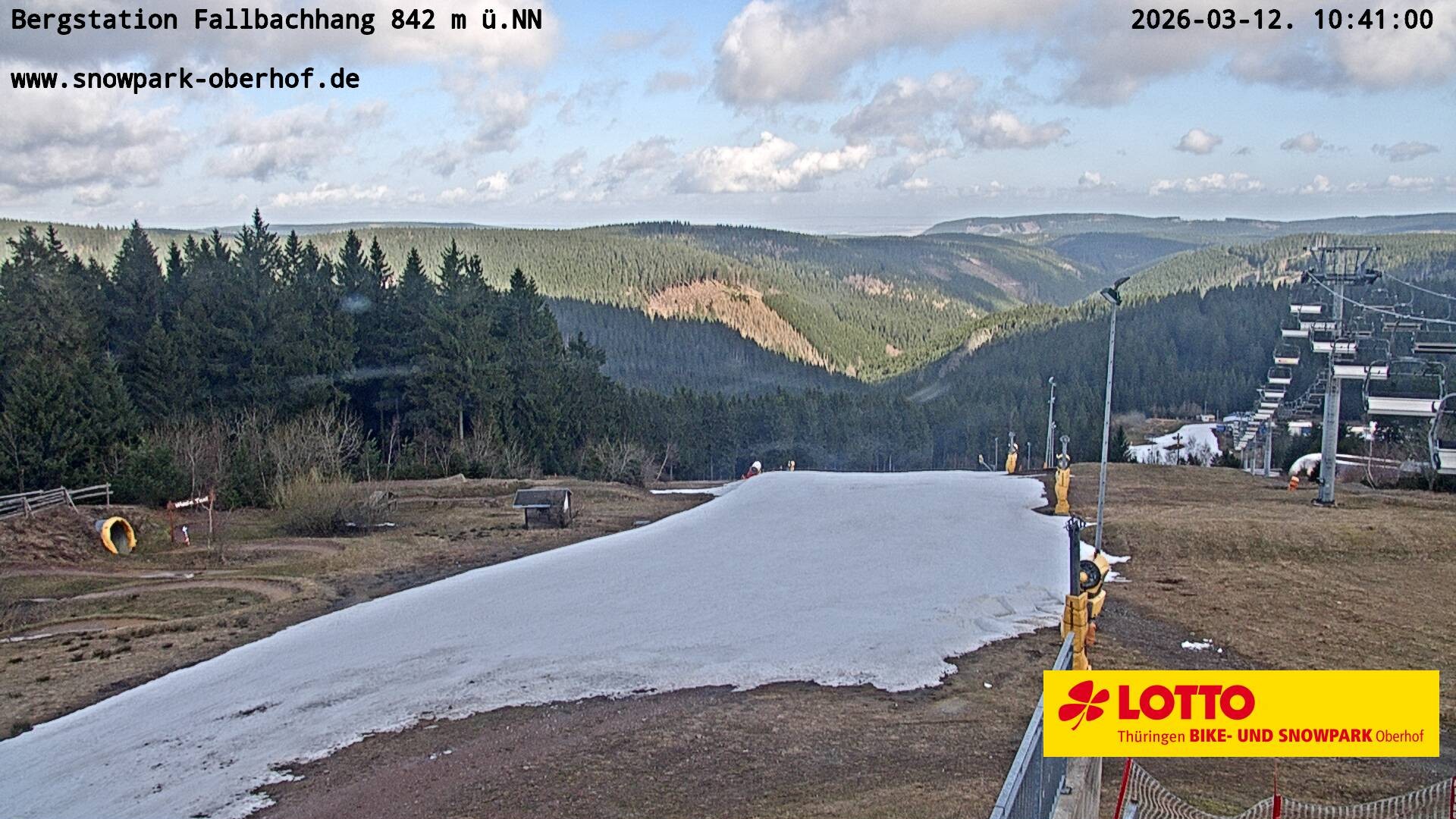 Archiv Foto Webcam Oberhof: Sessellift Fallbachhang Bergstation