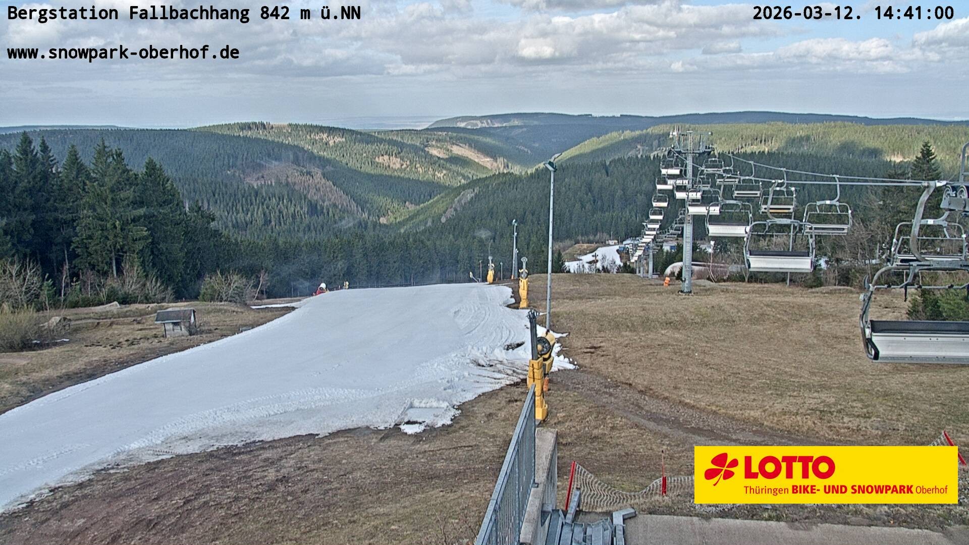 Archiv Foto Webcam Oberhof: Sessellift Fallbachhang Bergstation