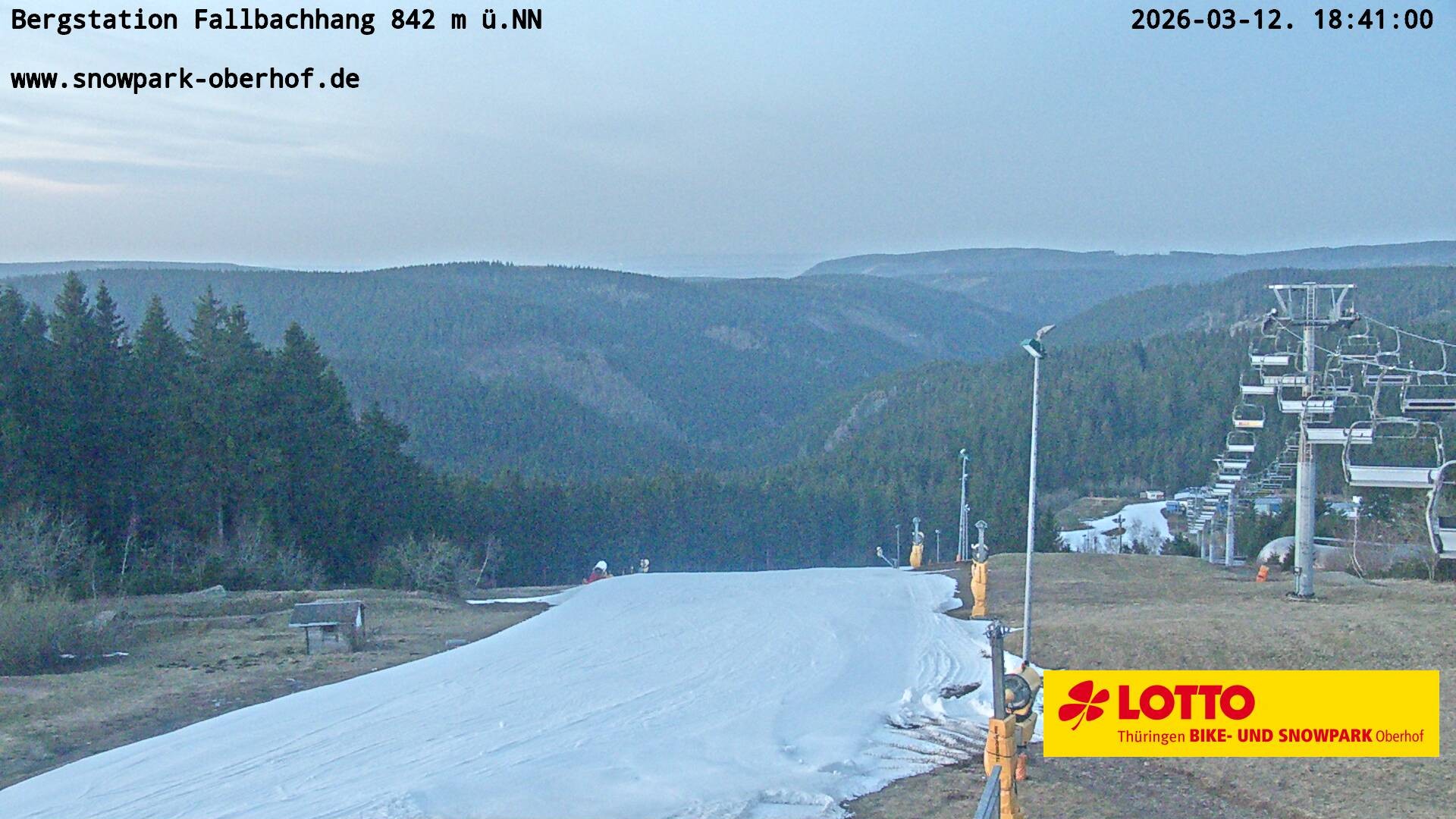 Archiv Foto Webcam Oberhof: Sessellift Fallbachhang Bergstation