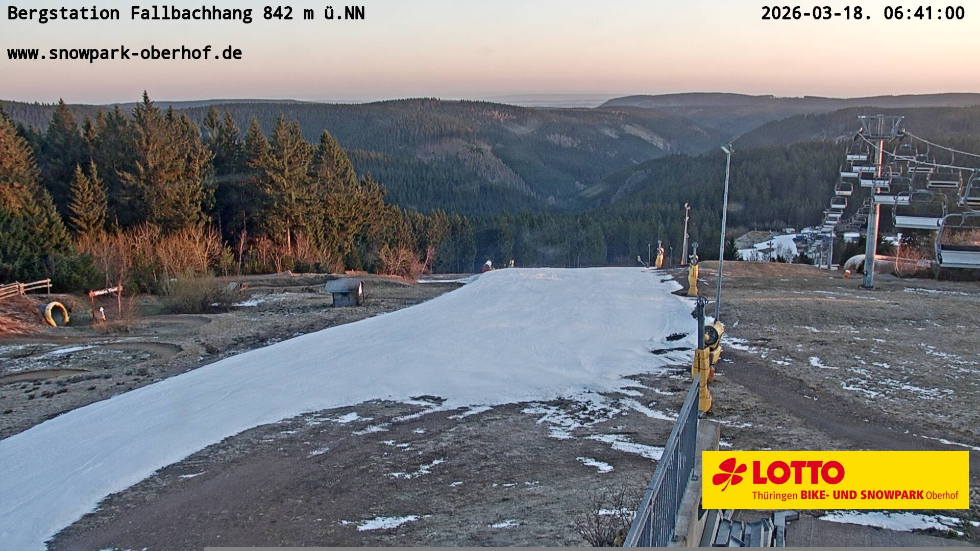 Archiv Foto Webcam Oberhof: Sessellift Fallbachhang Bergstation