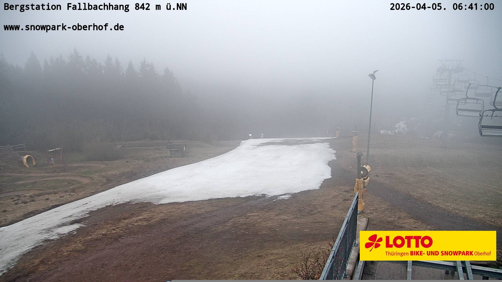 Archived image Webcam Oberhof: Chair Lift Fallbachhang