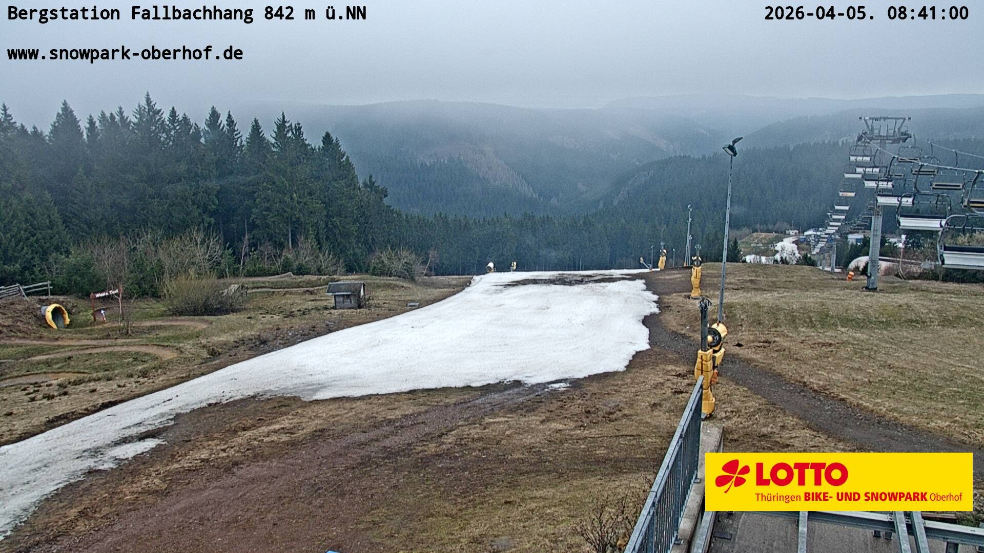 Archived image Webcam Oberhof: Chair Lift Fallbachhang