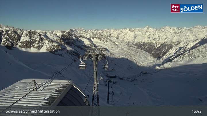 Archiv Foto Webcam Sölden - Gondelbahn Schwarze Schneid