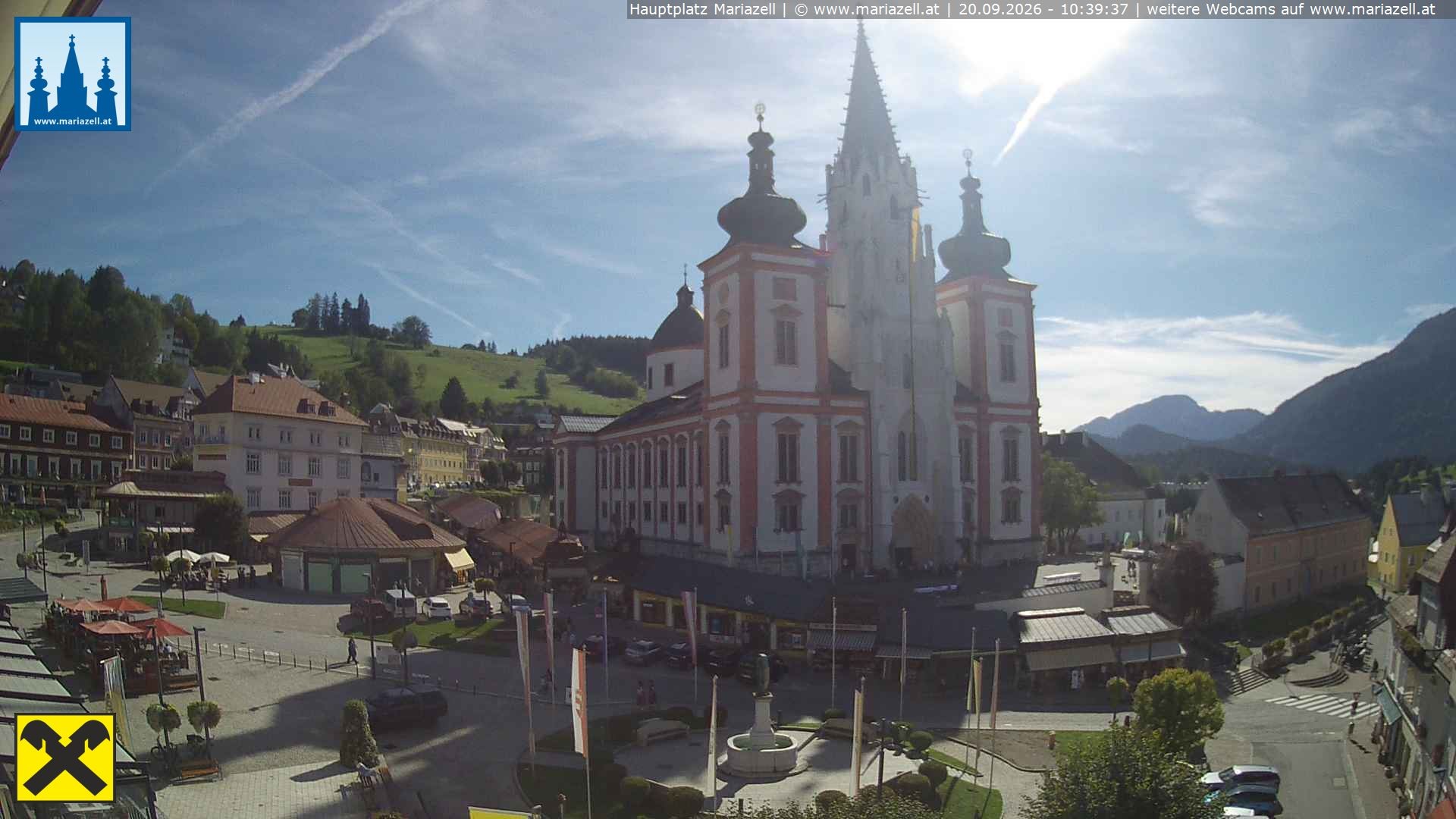 Archiv Foto Webcam Hauptplatz in Mariezell mit Basilika
