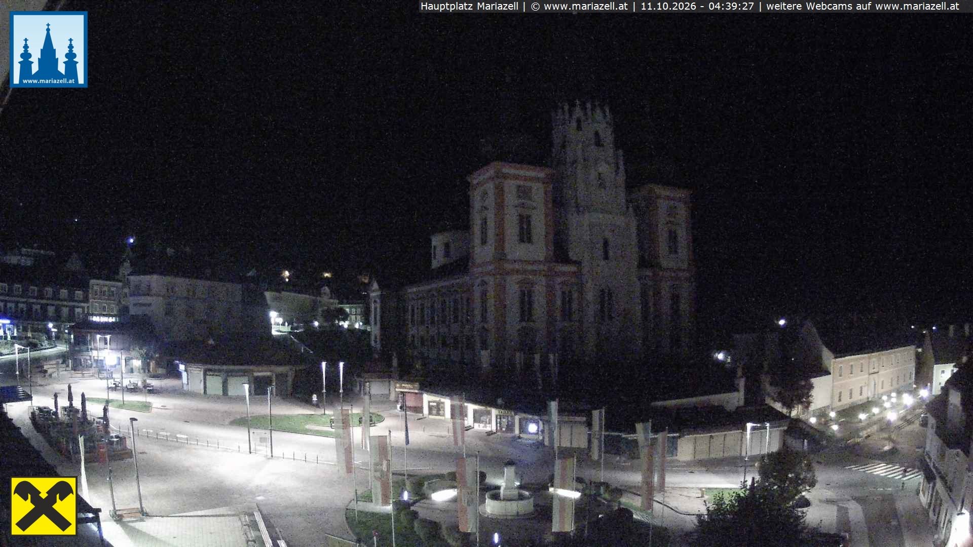 Archiv Foto Webcam Hauptplatz in Mariezell mit Basilika