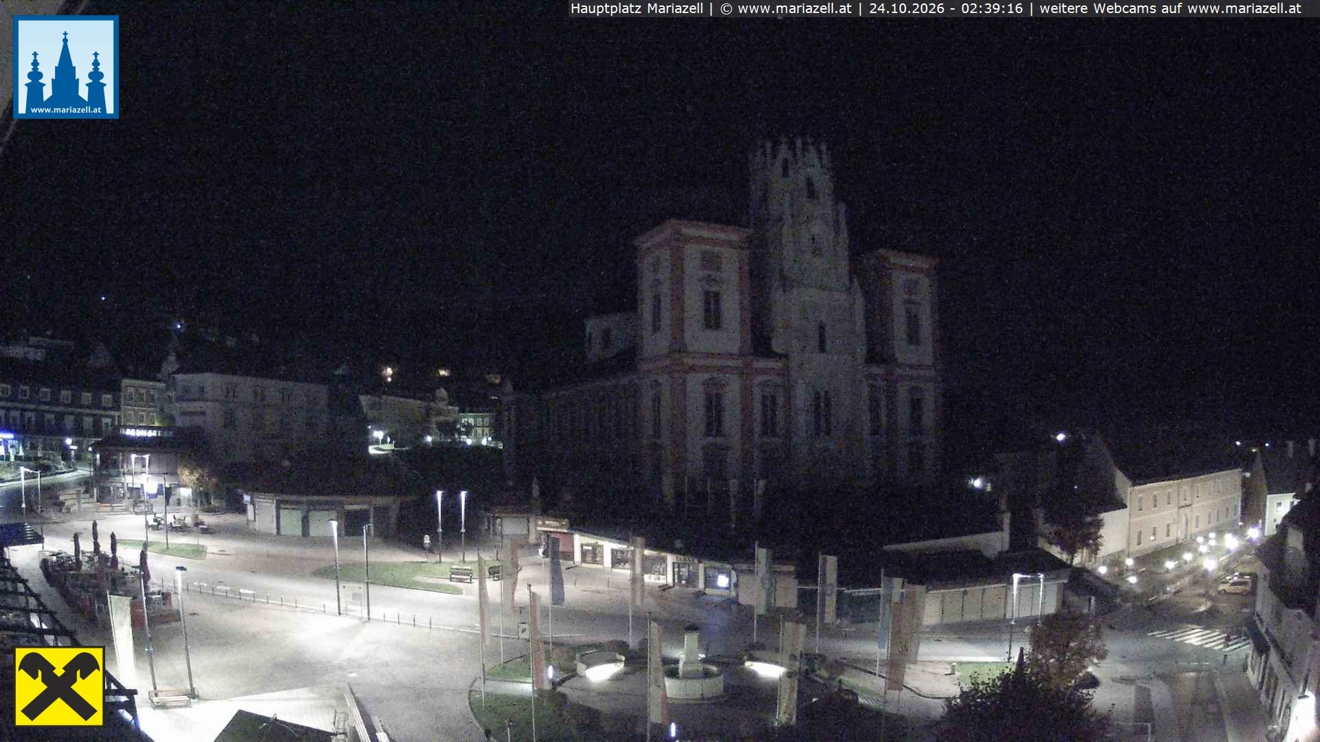 Archiv Foto Webcam Hauptplatz in Mariezell mit Basilika