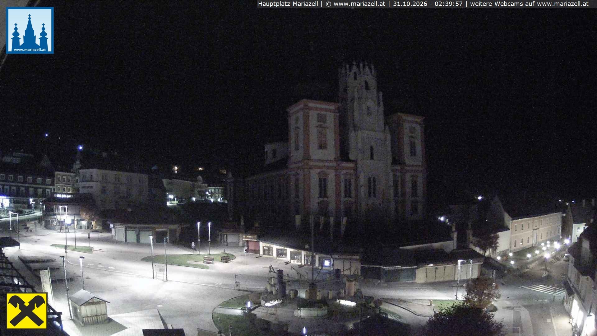 Archiv Foto Webcam Hauptplatz in Mariezell mit Basilika