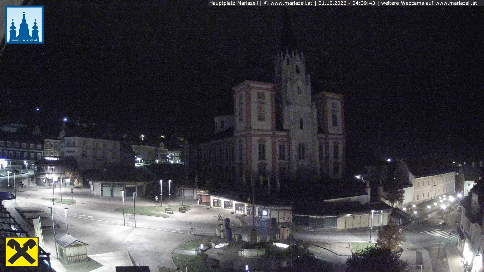 Archiv Foto Webcam Hauptplatz in Mariezell mit Basilika