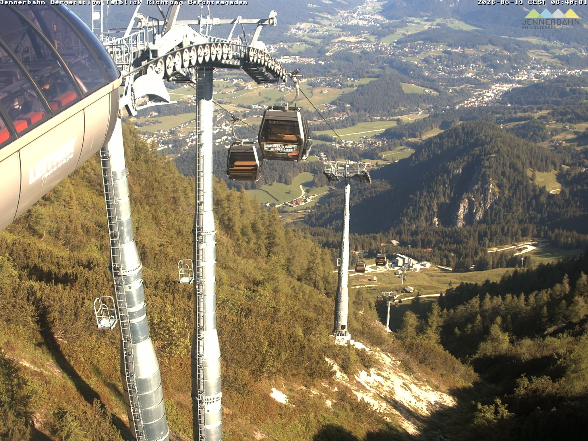 Archiv Foto Webcam Jenner - Blick ins Tal Gondelstation