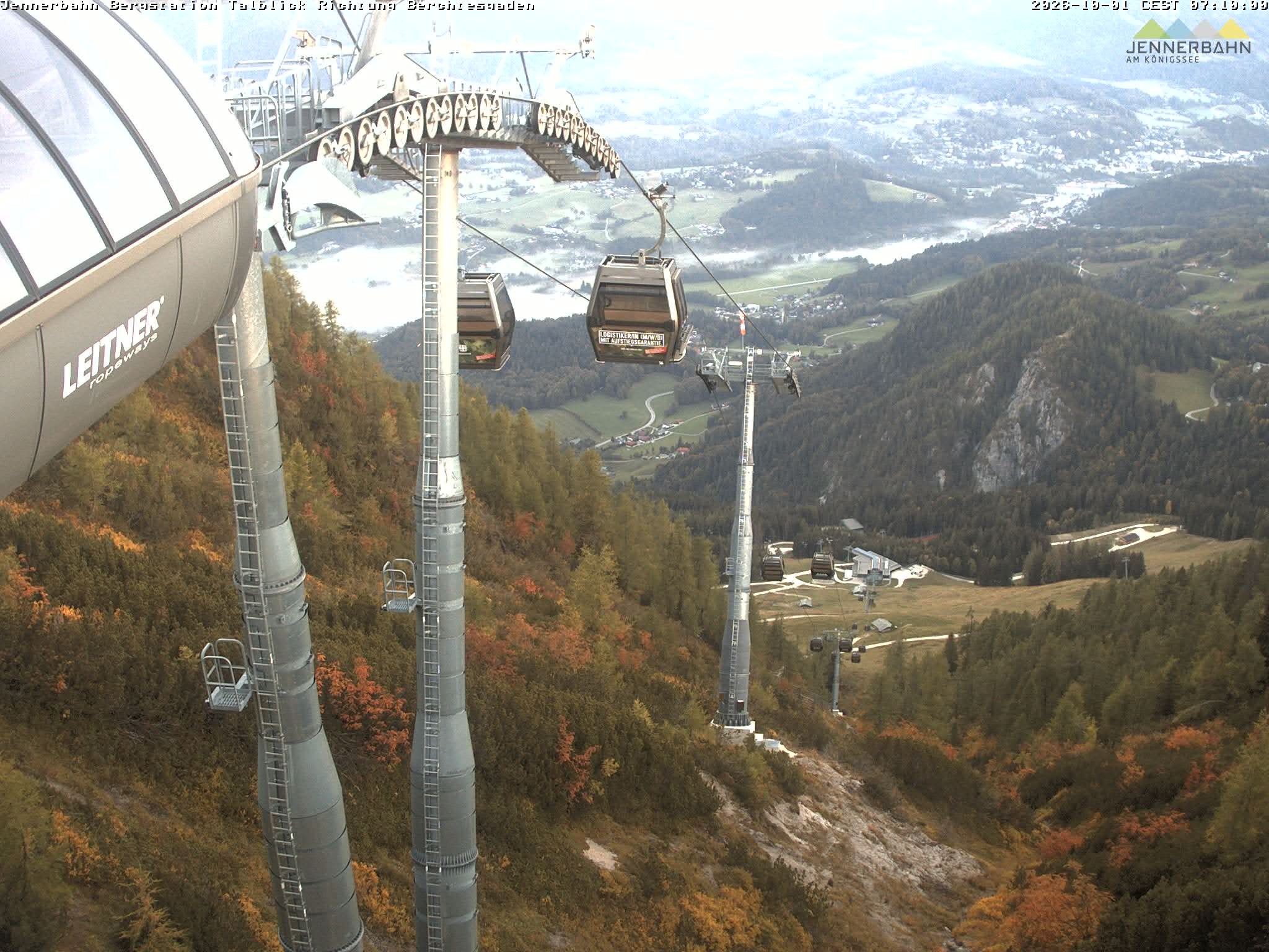 Archiv Foto Webcam Jenner - Blick ins Tal Gondelstation
