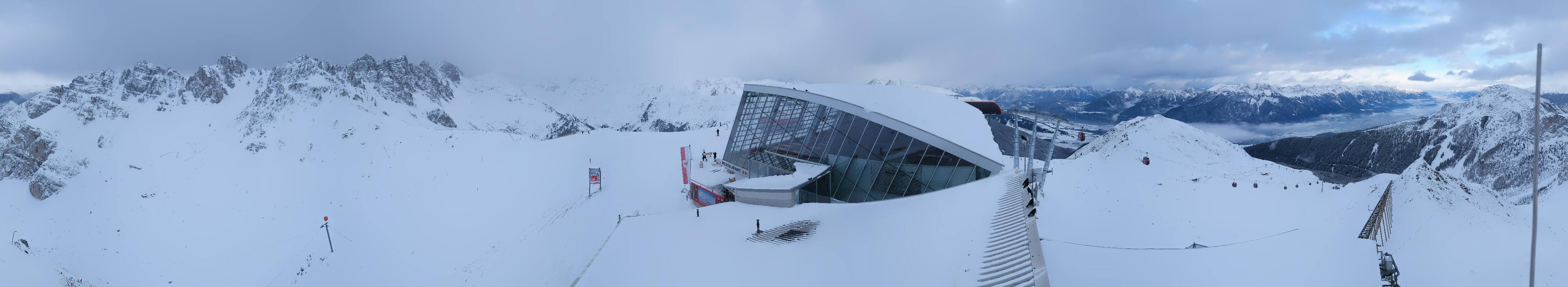 Archived image Webcam Axamer Lizum: Top station Olympia funicular